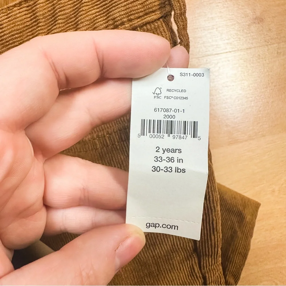 Gap Denim Brown Corduroy Slim Straight Leg Pants Toddler Boys Size 2T NWT